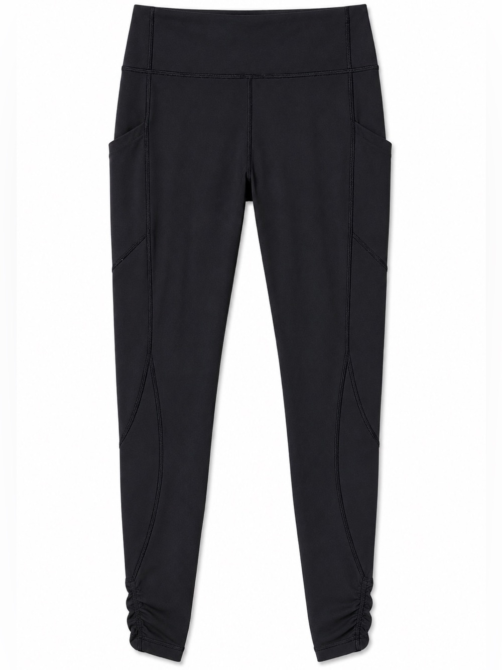 Lululemon Speed Tight Black Running Leggings Ruched Ankle Zip Pocket Size 4